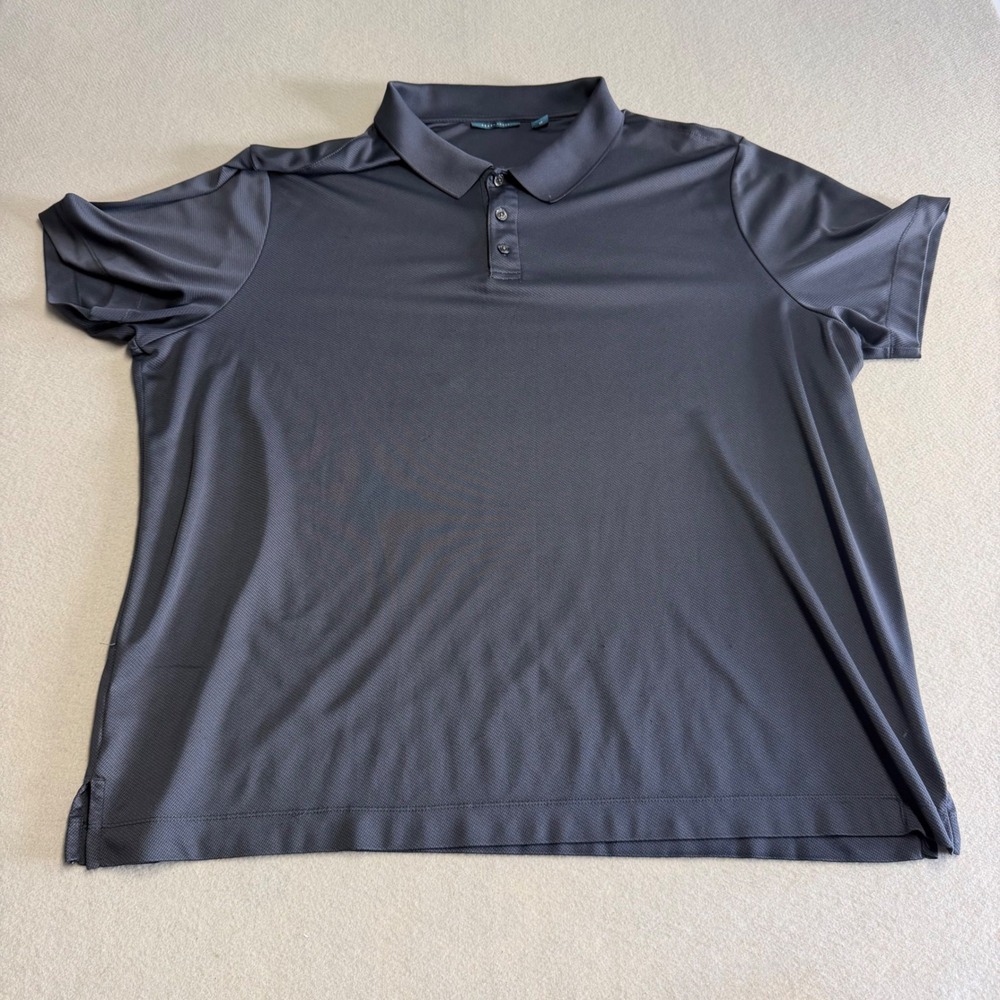 Perry Ellis Mens 2X Polo Shirt Gray Short Sleeve Performance Golf Top